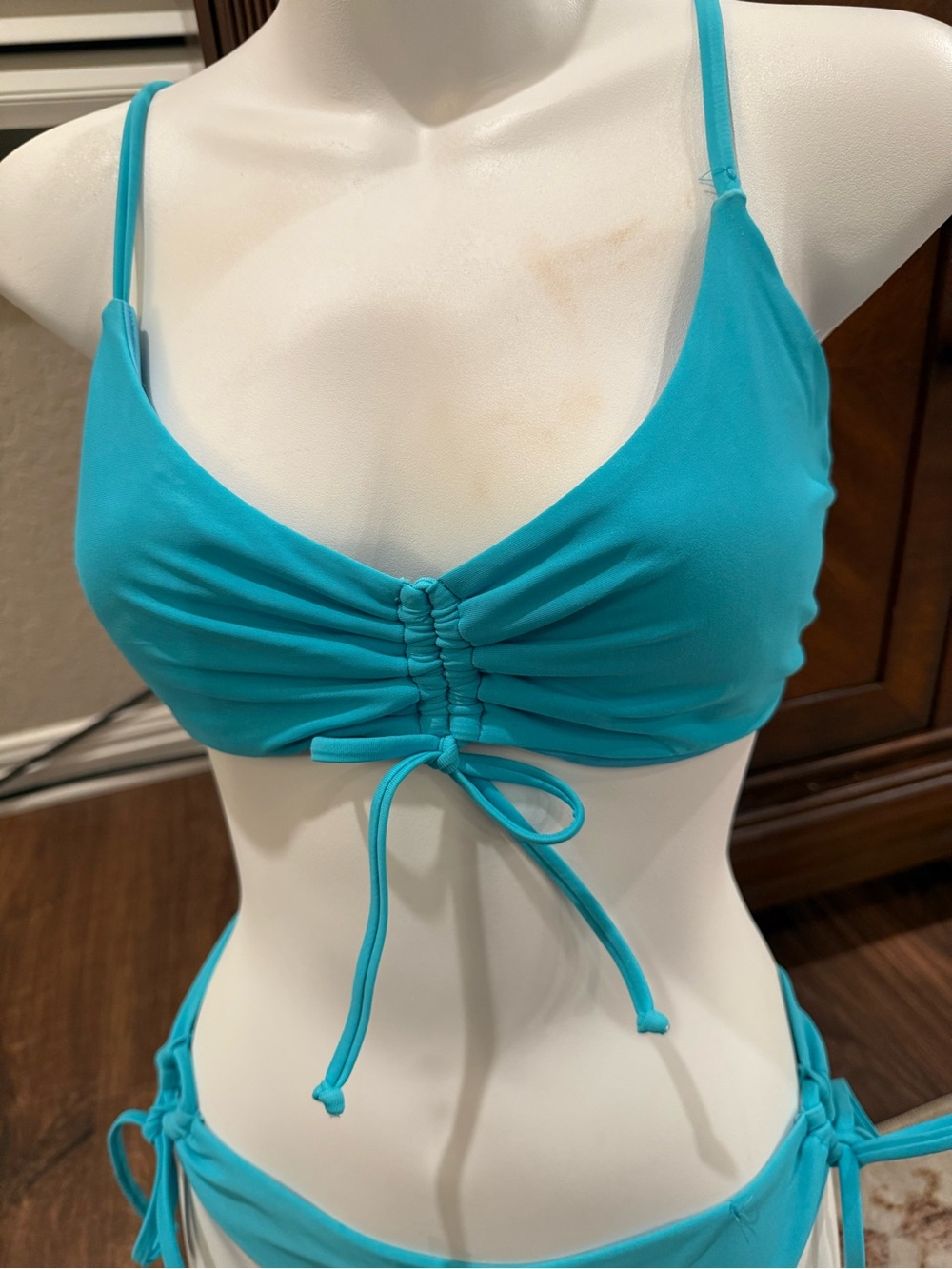 Forever 21 Turquoise Ruched Drawstring Bikini Set - Picture 3 of 5